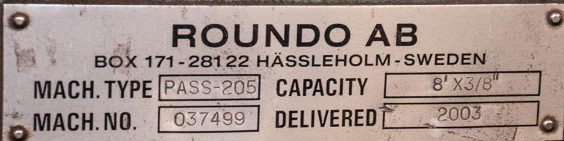 2003 Roundo PASS-205 Hydraulic 3-Roll Double-Pinch Plate Roll - Image 3 of 3