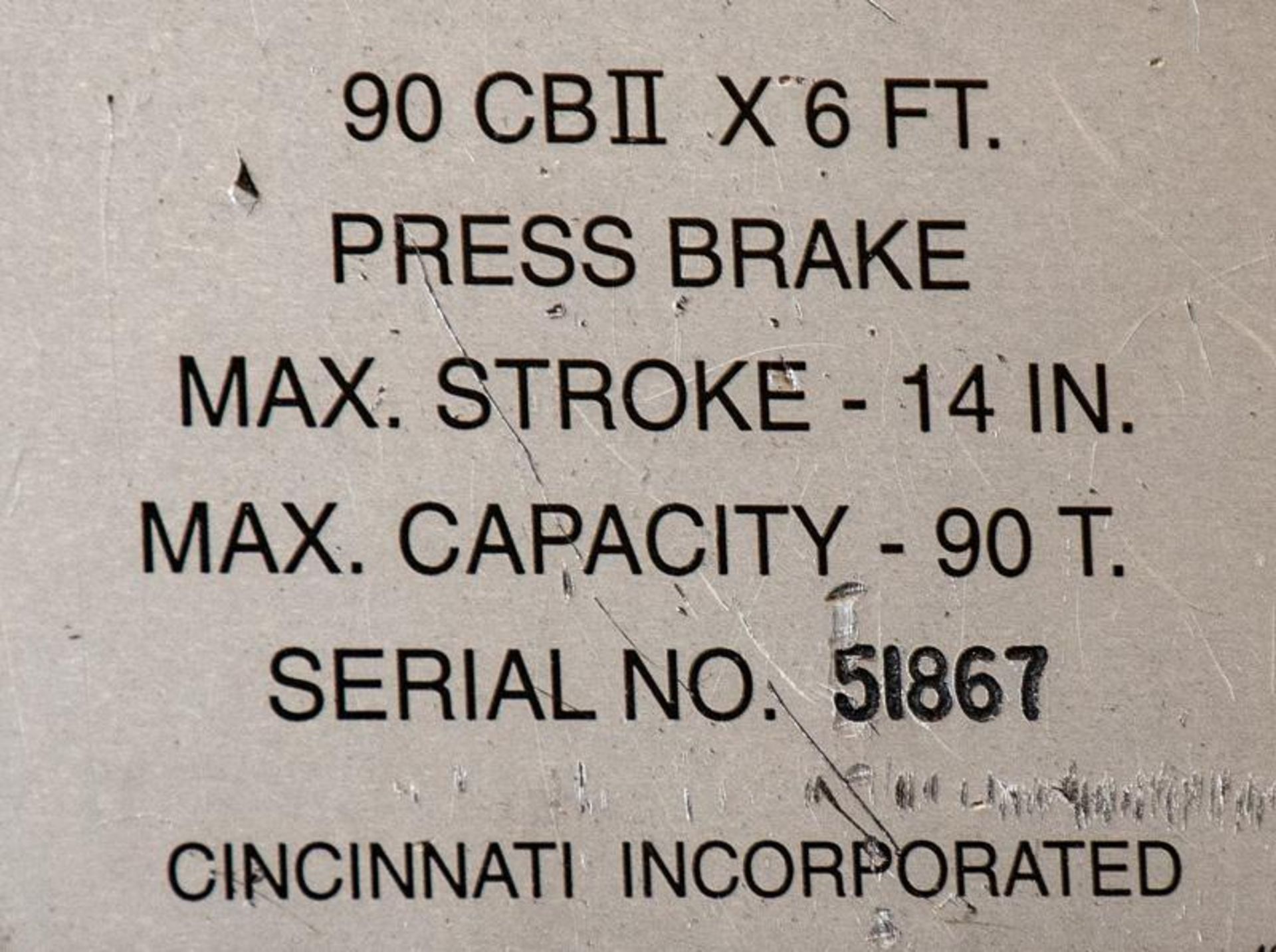 Cincinnati 90CBII X 6 CNC Press Brake - Image 6 of 7