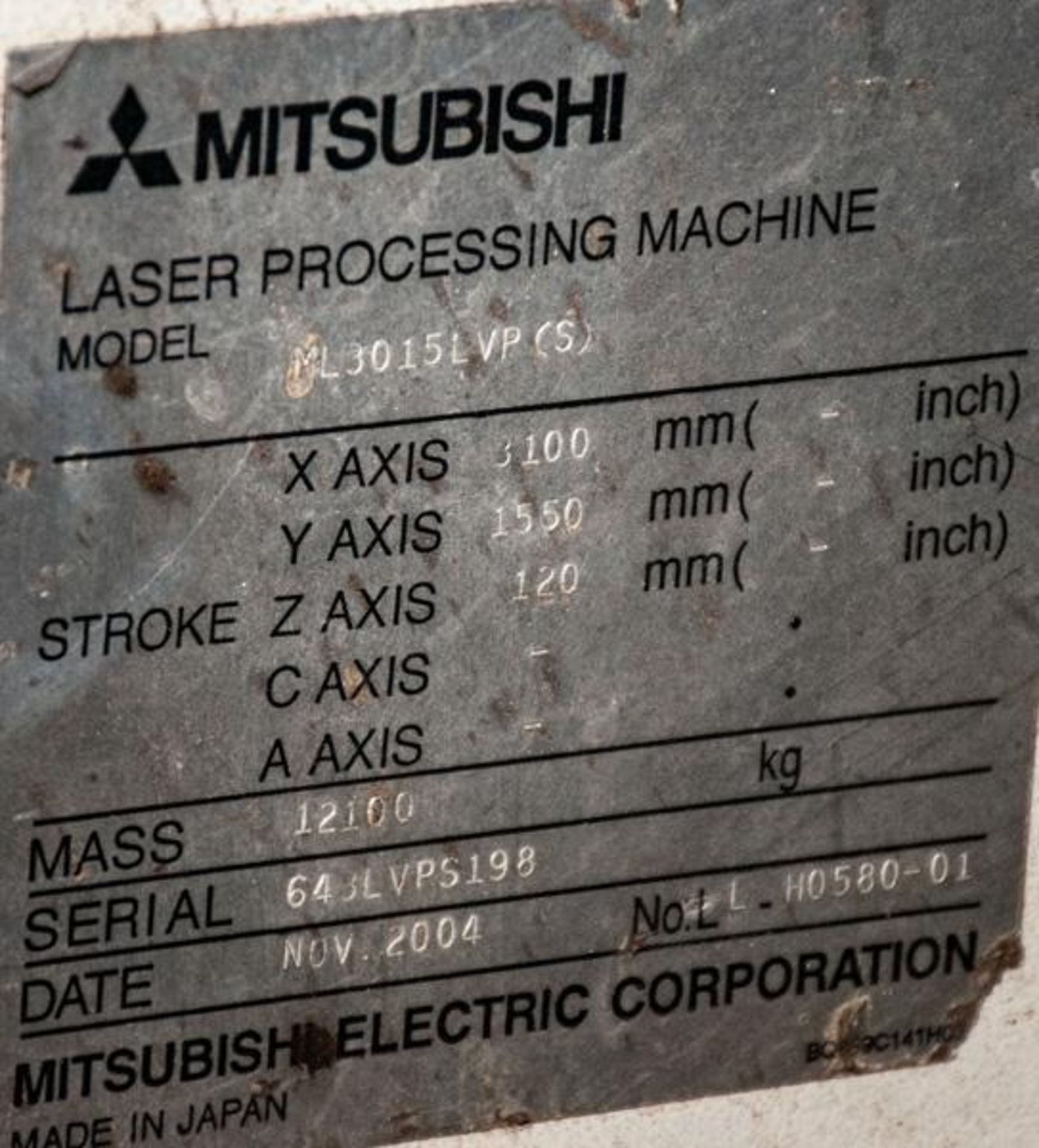 Mitsubishi Laser ML3015LVPS 4 KW CO2 Laser - Image 7 of 9