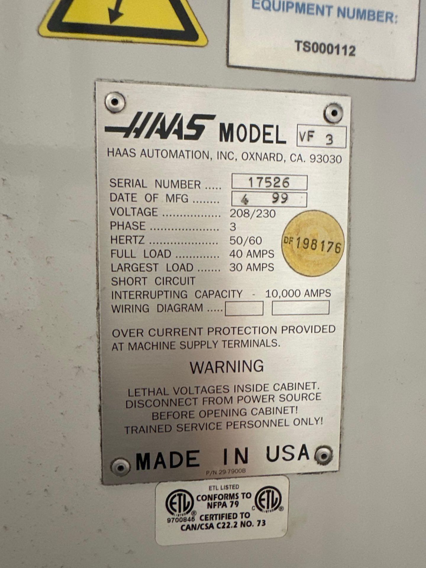 1999 HAAS VF-3 VERTICAL MACHINING CENTER - Image 23 of 23