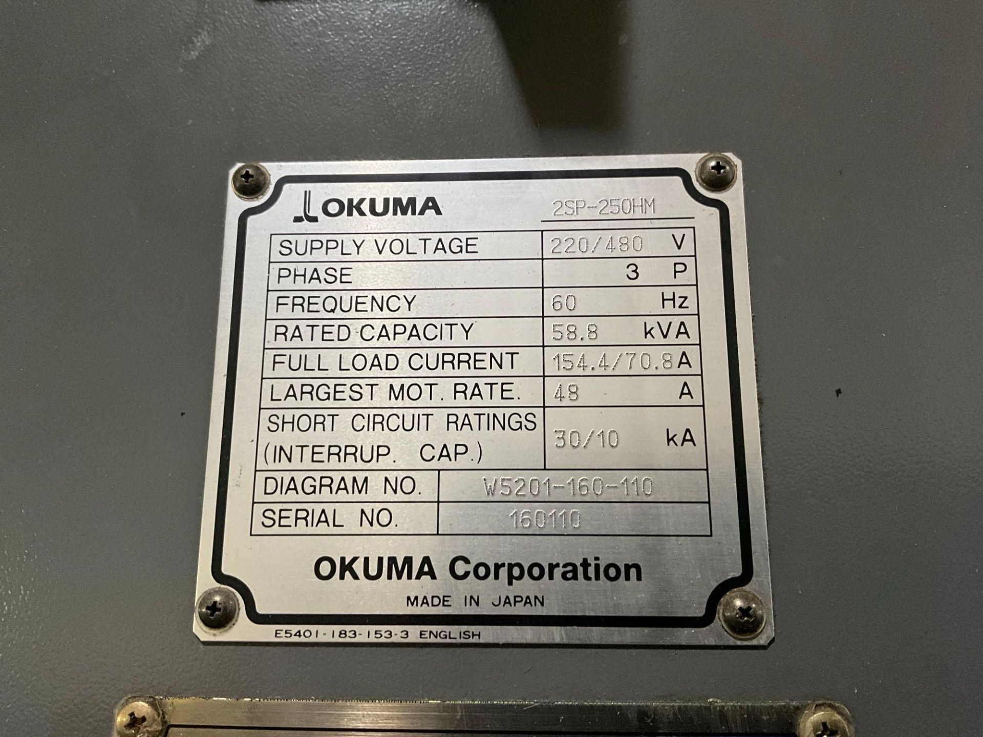 2011 OKUMA 2SP-250HM CNC DUAL SPINDLE LATHE - Image 33 of 36