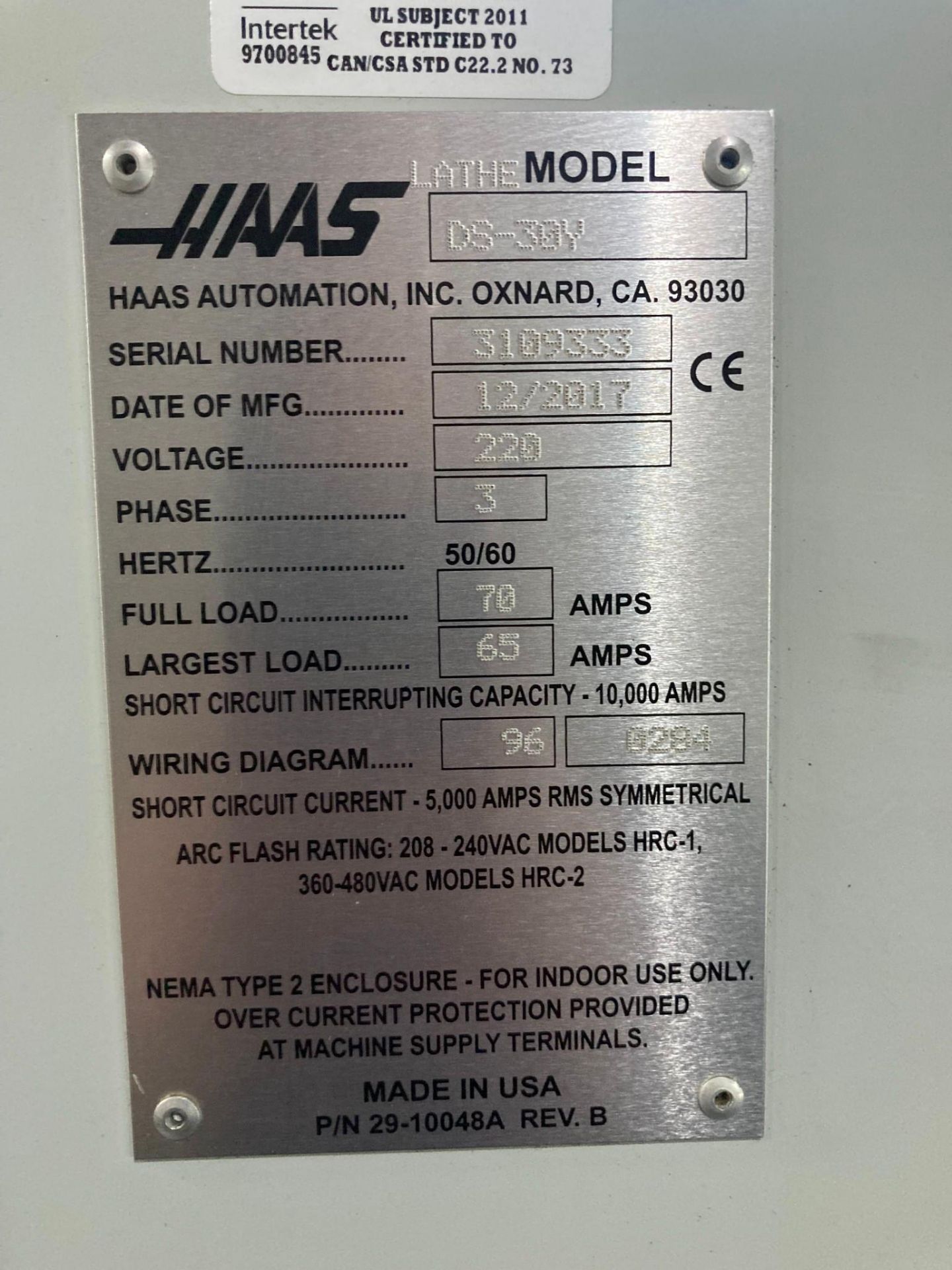 2017 HAAS DS-30Y CNC LATHE SN: 3109333, 3.5" BAR CAP - Image 26 of 32