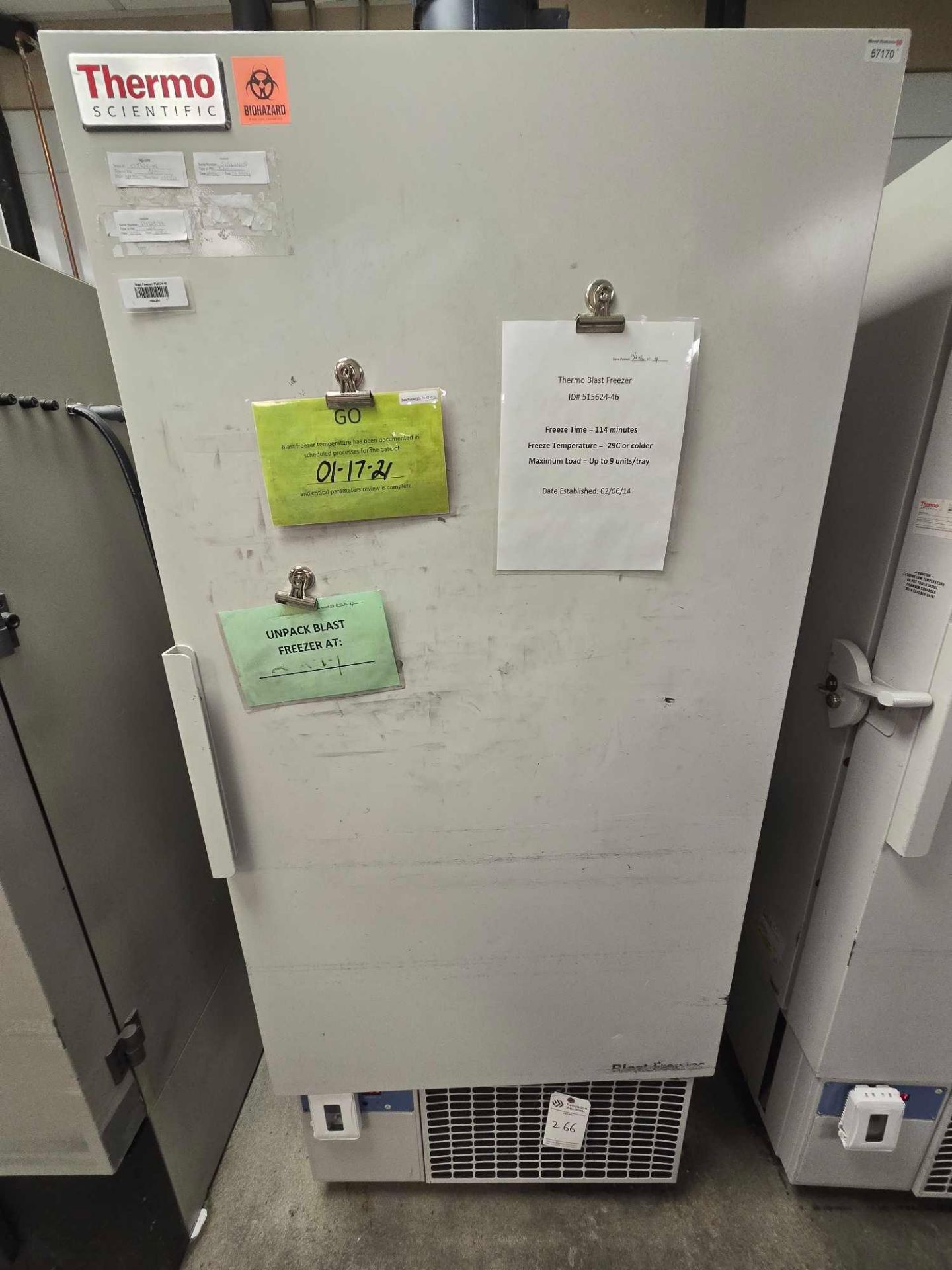THERMO SCIENTIFIC 8101 BLAST FREEZER #2 W/ TRAYS, MFG. 2010