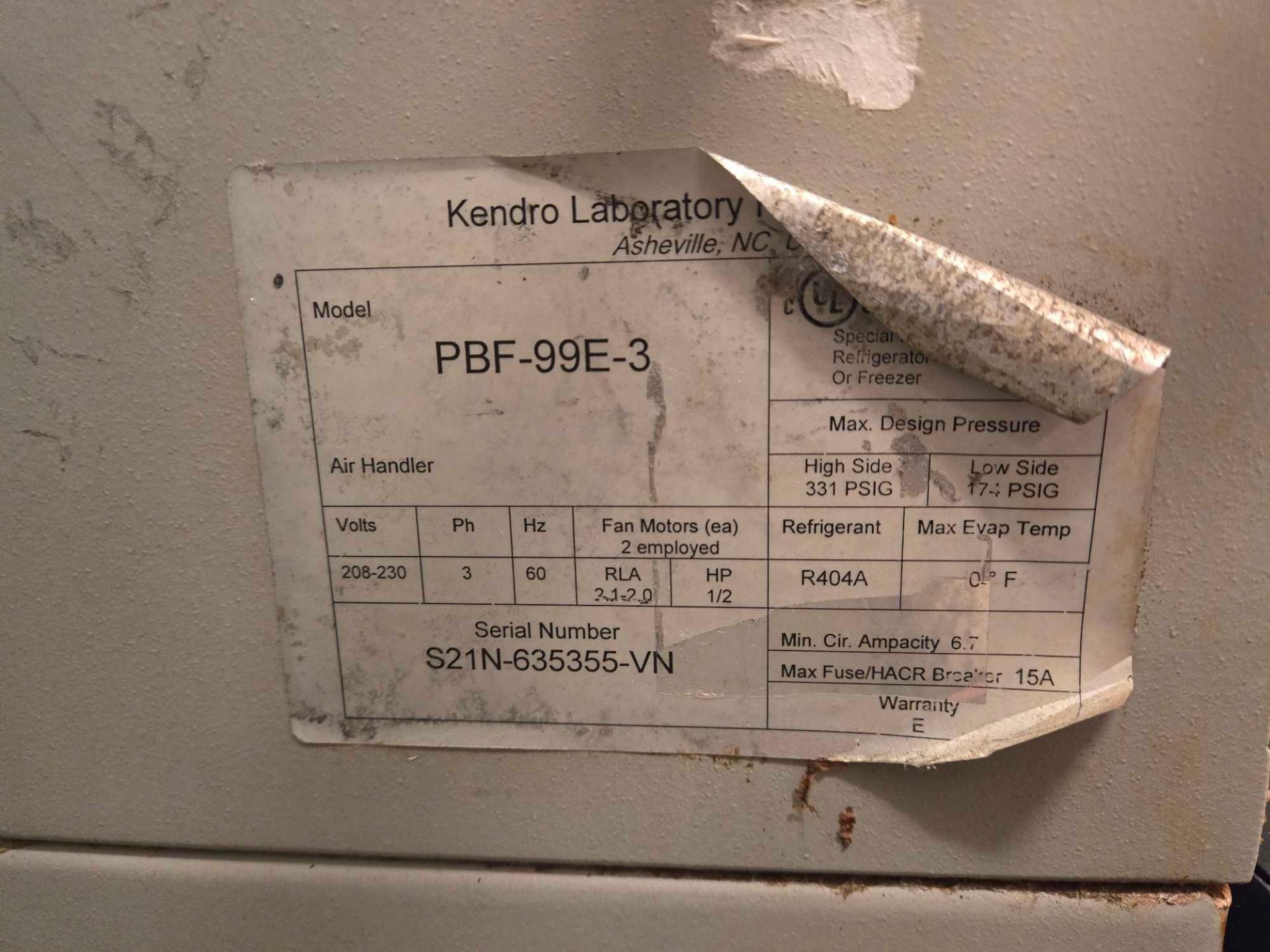 KENDRO LABORATORY PRODUCTS HARRIS PBF-99E-3, -40C BLAST FREEZER - Image 9 of 19