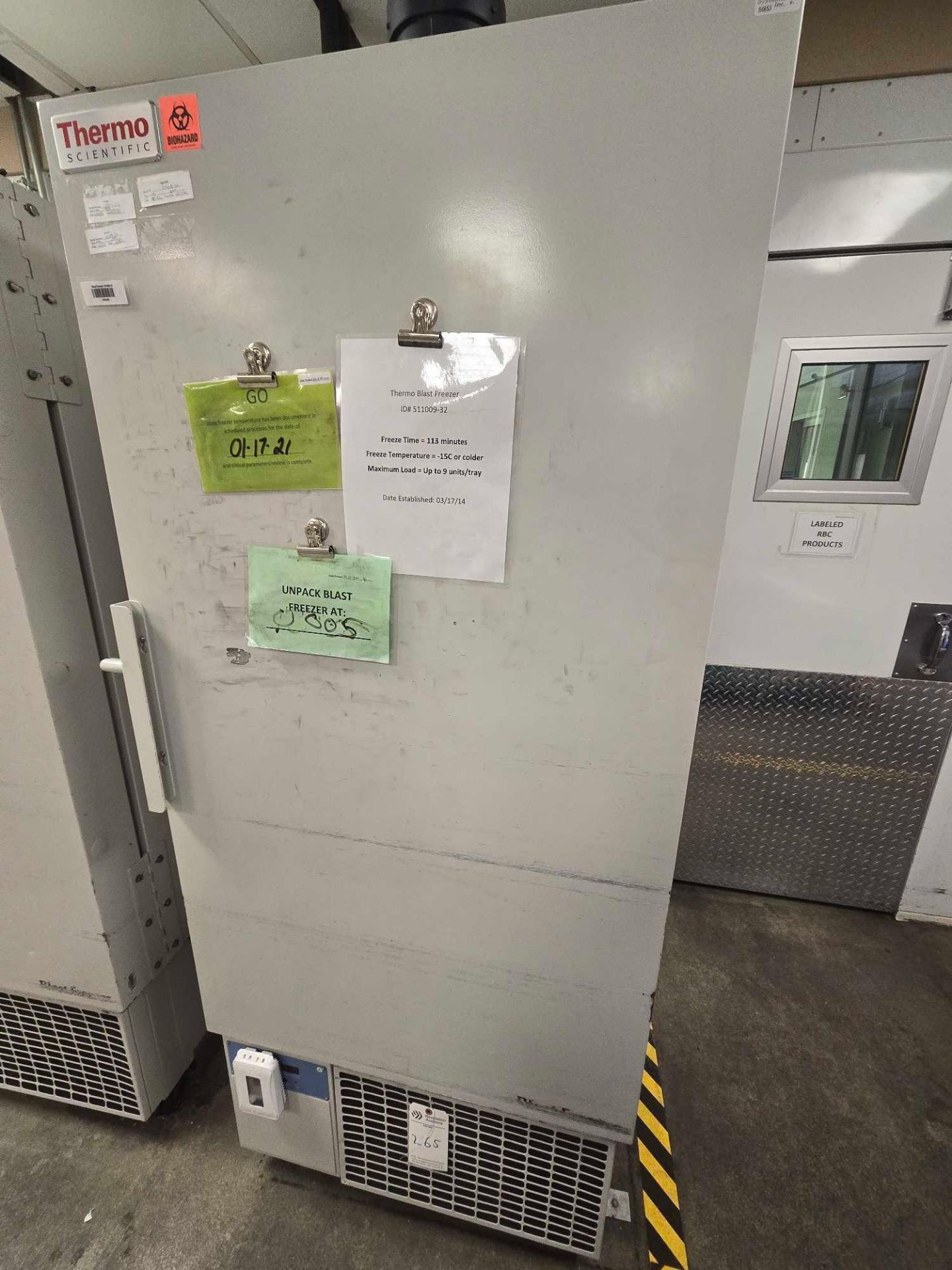 THERMO SCIENTIFIC 8101 BLAST FREEZER #1 W/ TRAYS, MFG. 2010