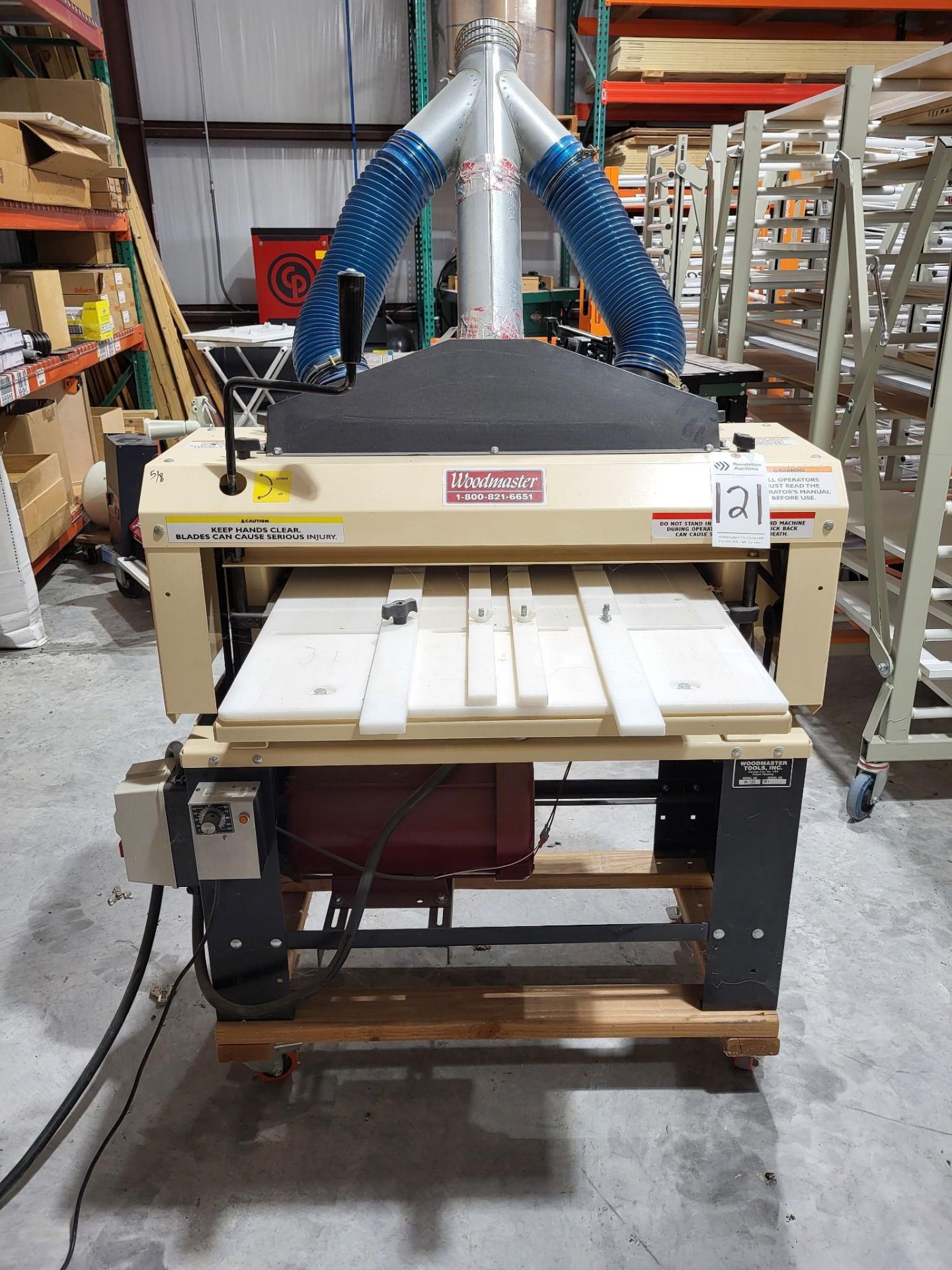 2017 WOODMASTER 725 25″ 7.5 HP HELICAL CUTTERHEAD PLANER,164 CARBIDE INSERTS, SPARE BLADE