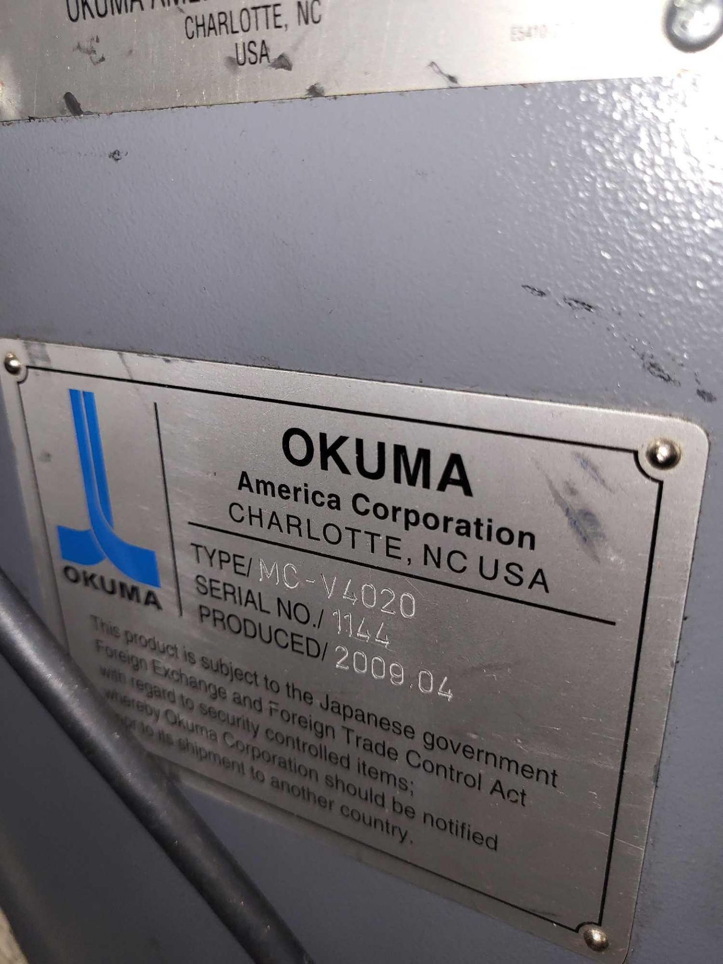 2009 OKUMA MC-V4020 CNC VERTICAL MACHINING CENTER - Image 20 of 20