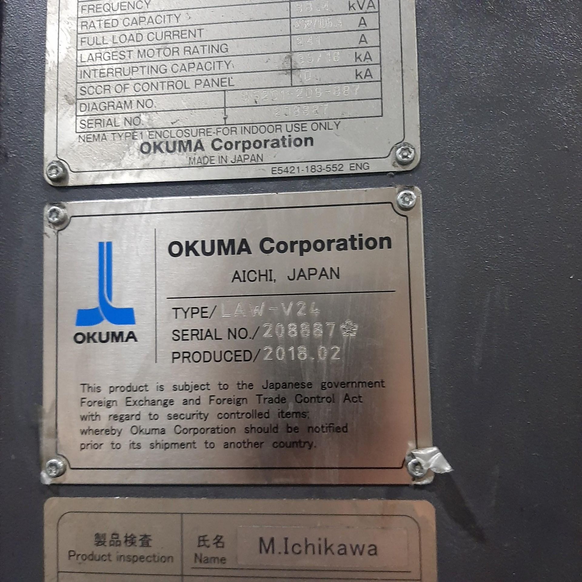 2018 OKUMA LAW-V24 CNC VERTICAL TURNING CENTER, WHEEL LATHE - Image 18 of 18