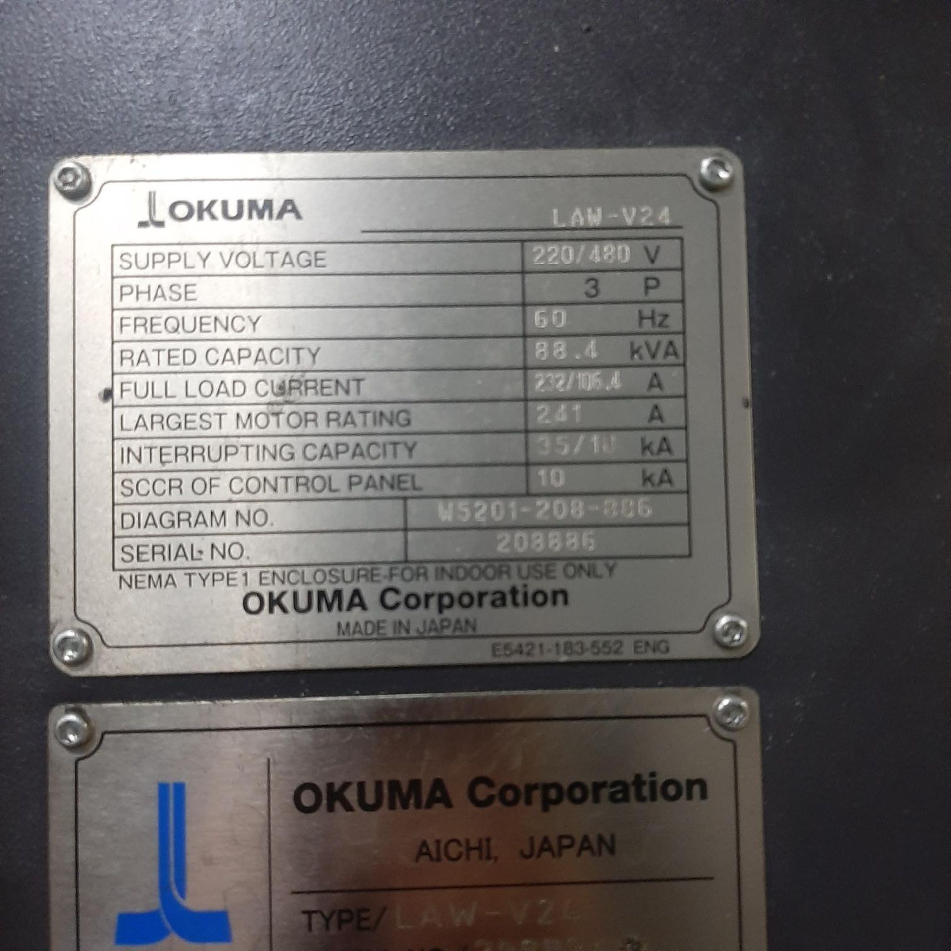 2018 OKUMA LAW-V24 CNC VERTICAL TURNING CENTER, WHEEL LATHE - Image 14 of 15