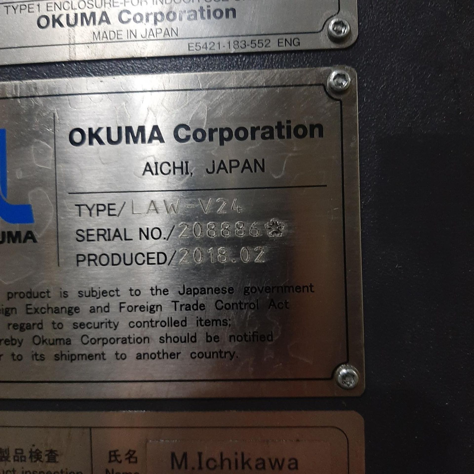 2018 OKUMA LAW-V24 CNC VERTICAL TURNING CENTER, WHEEL LATHE - Image 15 of 15