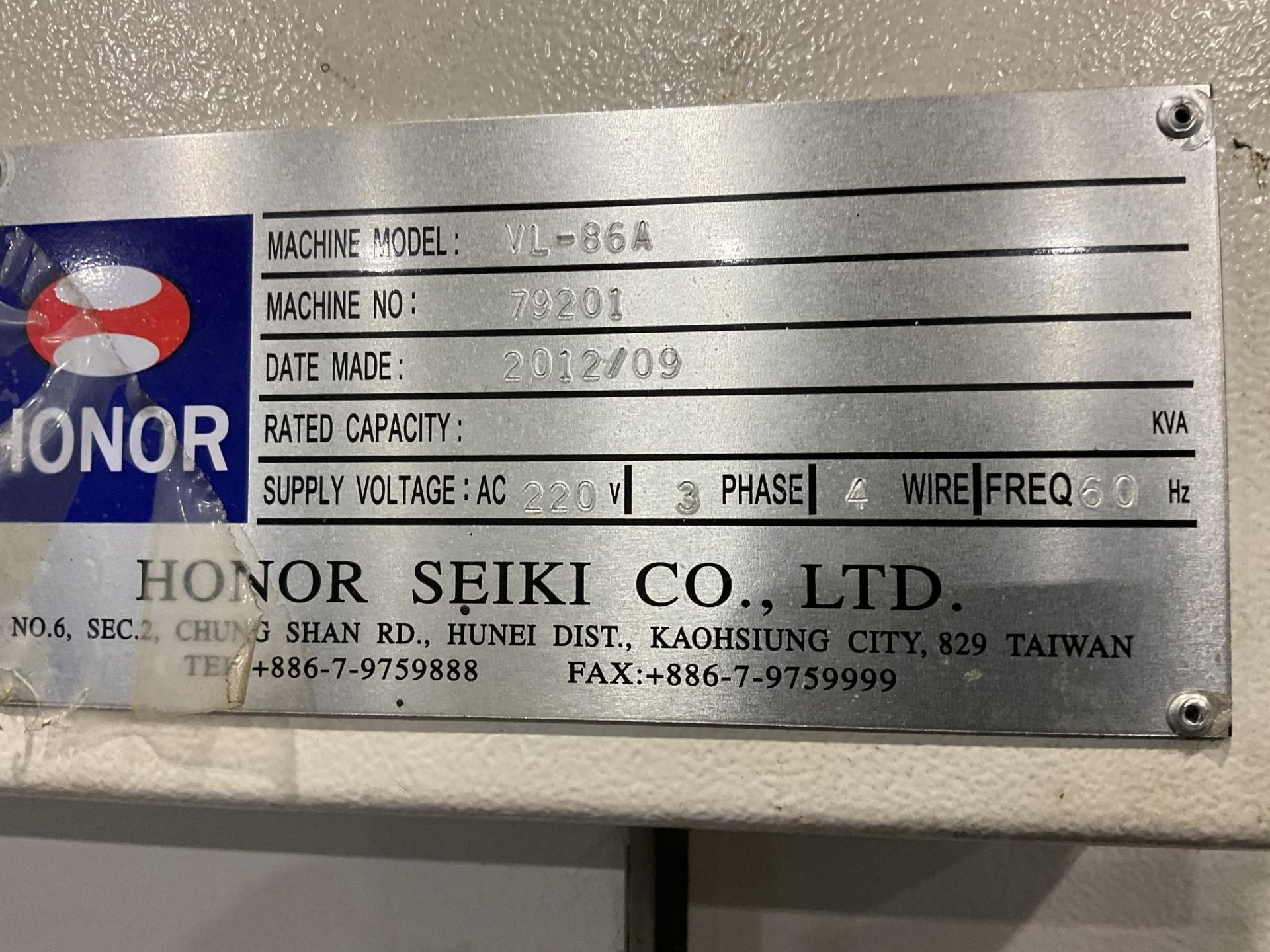 2012 HONOR SEIKI VL-86A VERTICAL TURRET LATHE - Image 18 of 23