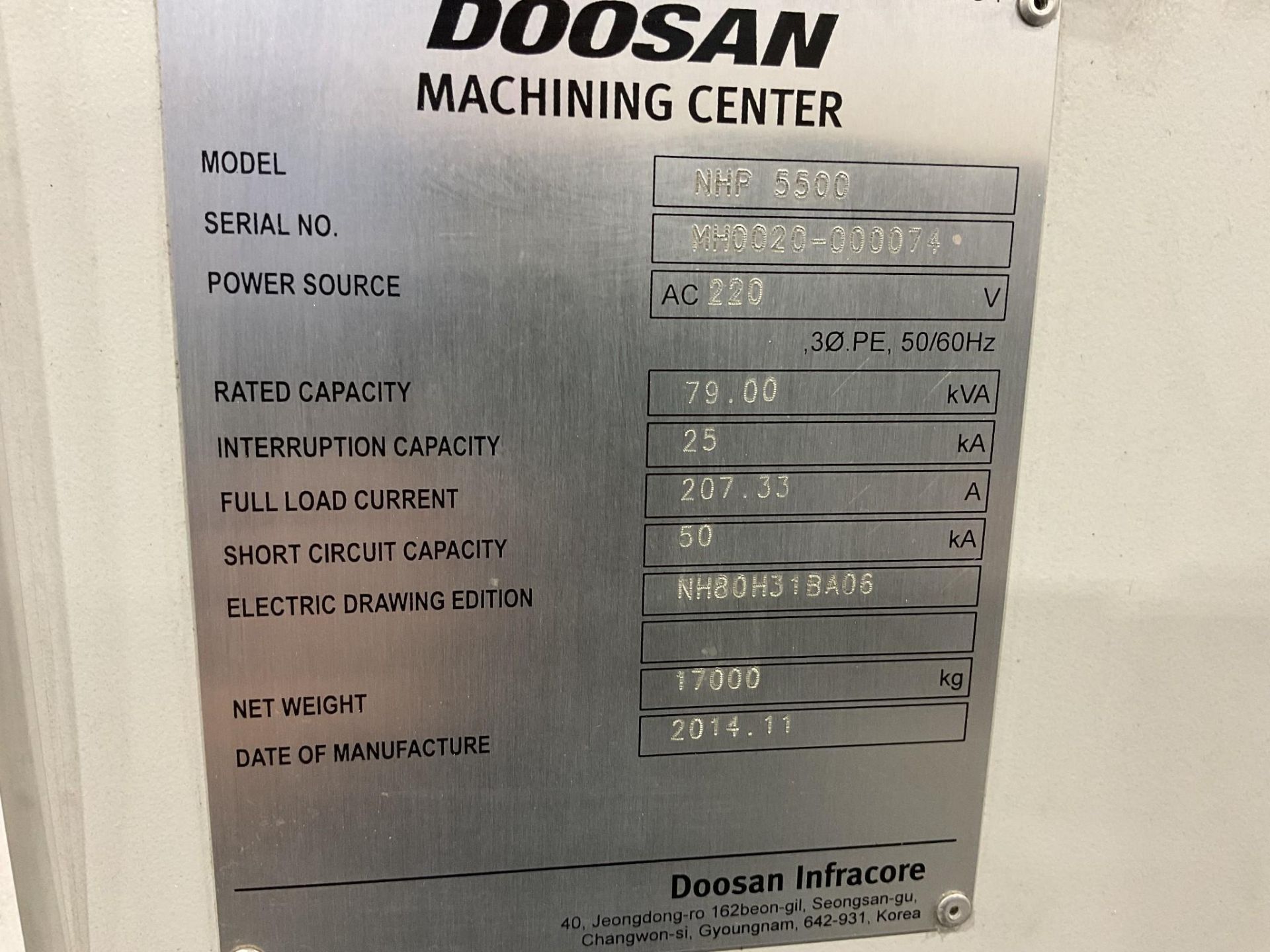 2014 DOOSAN NHP 5500 HORIZONTAL MACHINING CENTER - Image 17 of 36