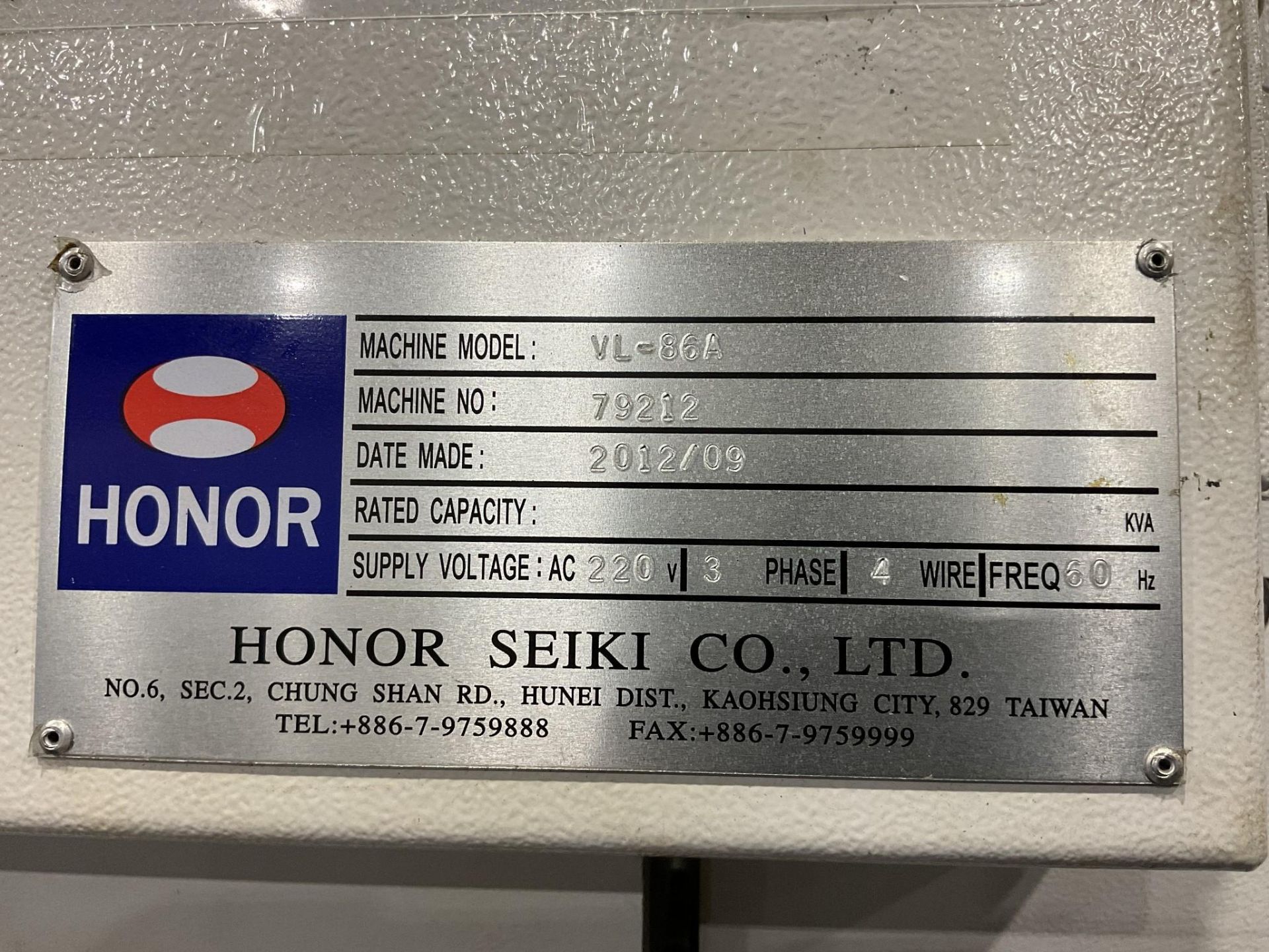 2012 HONOR SEIKI VL-86A VERTICAL TURRET LATHE - Image 16 of 17