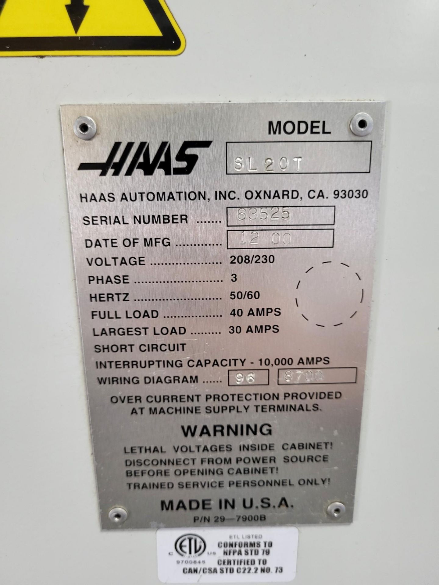 2000 HAAS SL-20 CNC LATHE - Image 13 of 13