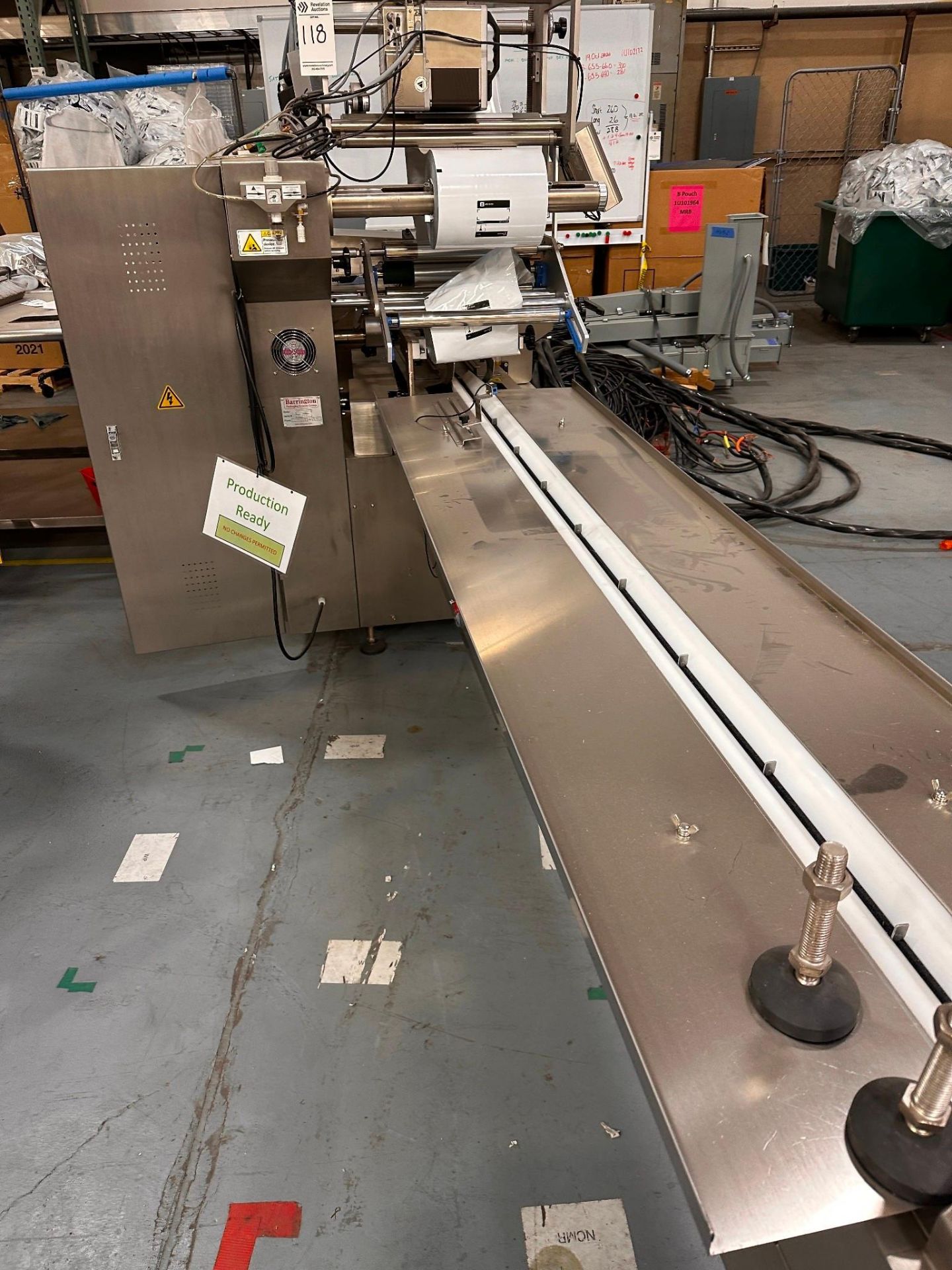 BARRINGTON MODEL BPS 350S FLOW WRAPPER WITH INDEX CONVEYOR 8 3/4IN X 9IN LONG LUGS - Image 5 of 10