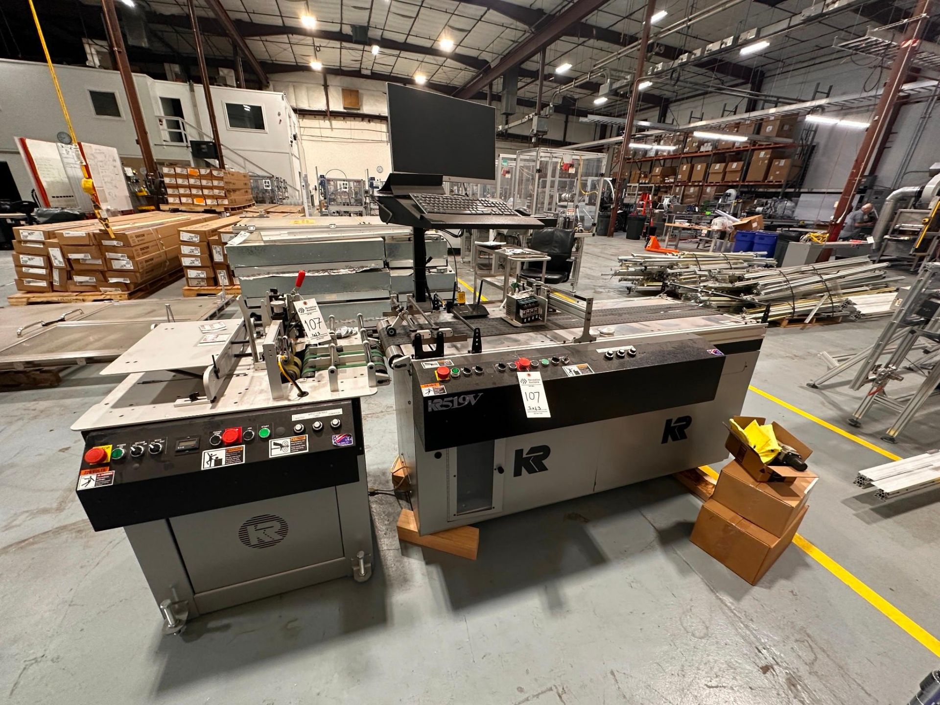 KIRK-RUDY MODEL 519V-86 LABELING AND ENCODING SYSTEM CONSISTING MODEL 224 -DM LABEL FEEDER