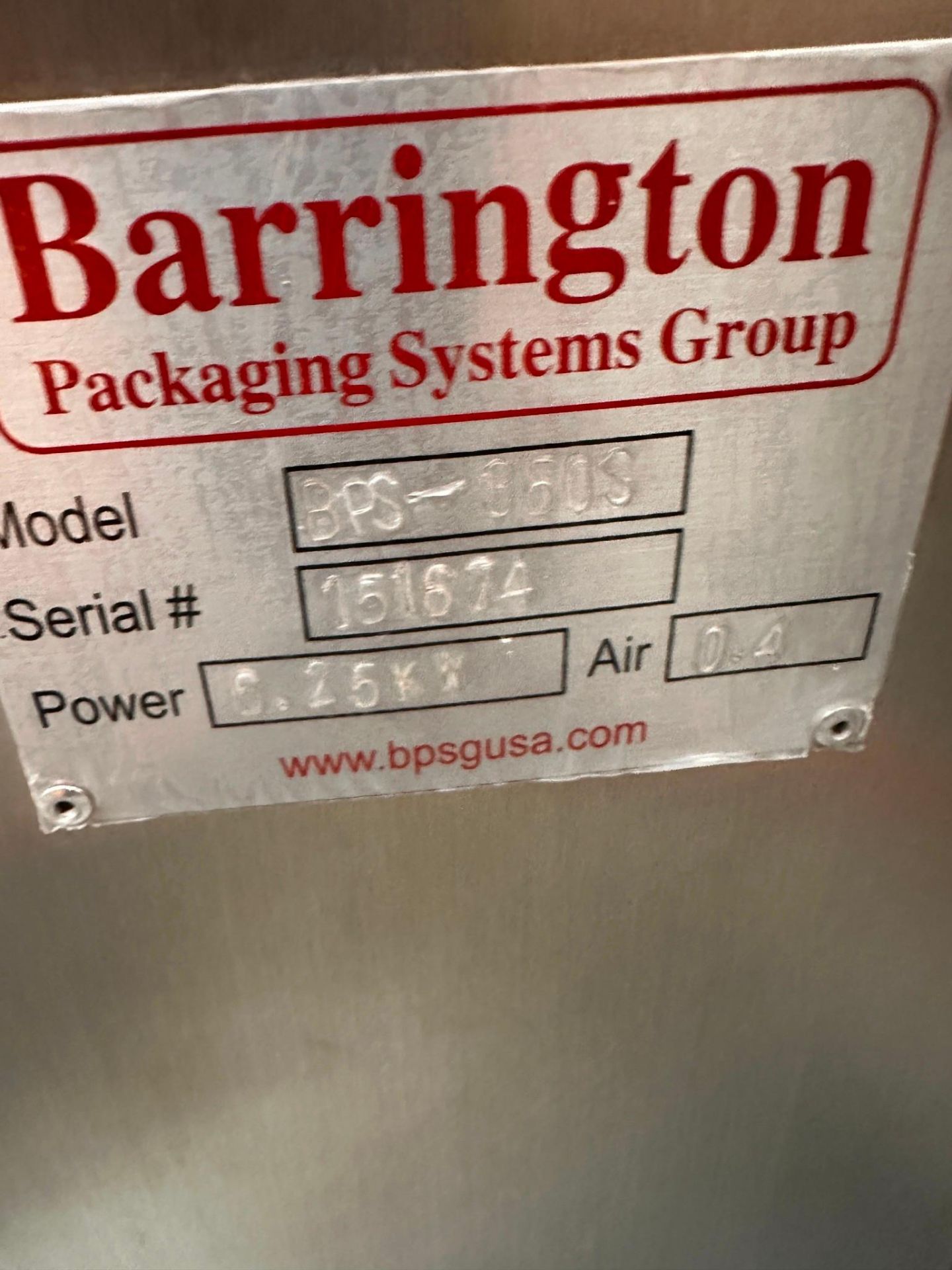 BARRINGTON MODEL BPS-350S FLOW WRAPPER WITH INDEX CONVEYOR 7 3/4 X 9IN LONG - Image 14 of 14