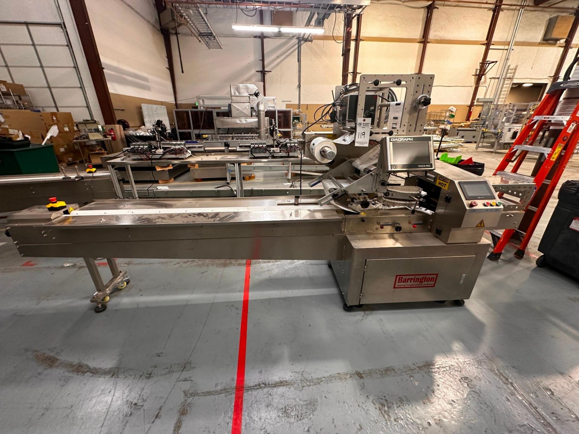 BARRINGTON MODEL BPS-350S FLOW WRAPPER WITH INDEX CONVEYOR 7 3/4 X 9IN LONG