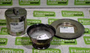 1/2 pint metal communion bread container, Small plated communion dish & more