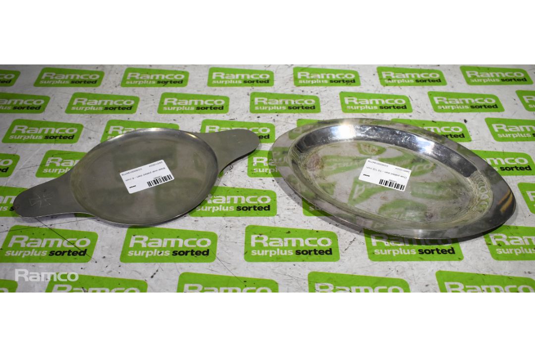 Oval plated dish - 10 1/2 inch & Steel oval plated dish - 6 inch - Image 1 of 4