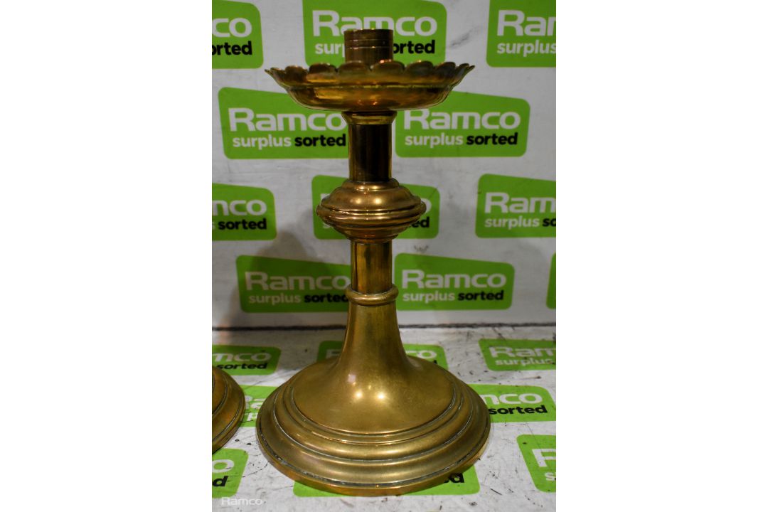 Pair of Brass candlesticks & Small brass vase - Image 2 of 6