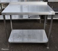 Stainless steel wall prep table with lower shelf - W 1000 x D 700 x H 950mm