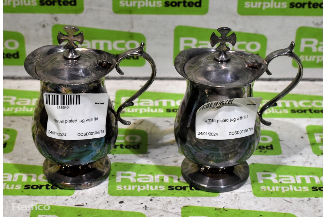 Small plated jug with lid & Small plated jug with lid - Image 1 of 5