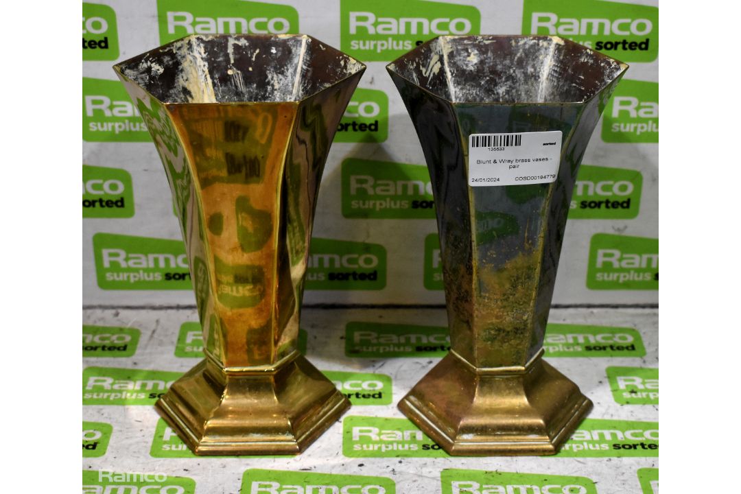 Pair of Blunt & Wray brass vases - Image 1 of 4