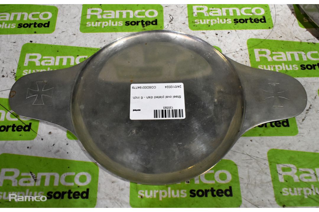 Oval plated dish - 10 1/2 inch & Steel oval plated dish - 6 inch - Image 2 of 4