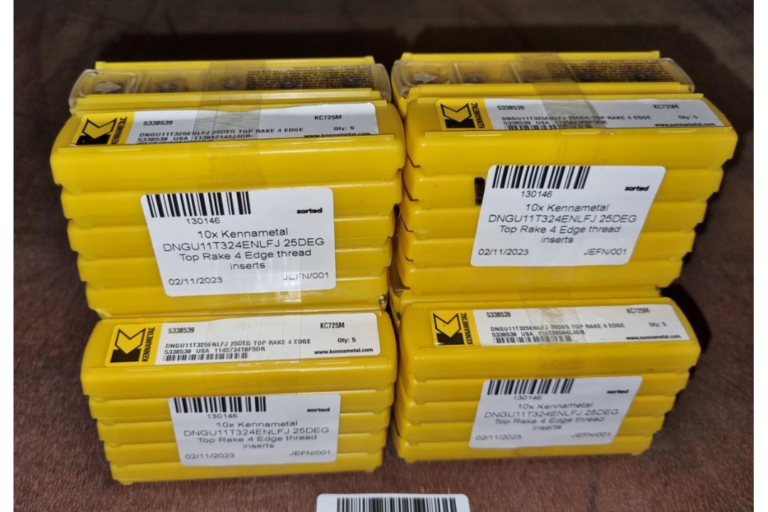 6x sets of Kennametal DNGU11T324ENLFJ 25DEG Top Rake 4 Edge thread inserts - 10 packs per set - Image 1 of 4