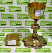 Decorative brass church chalice & Brass communion bread holder container