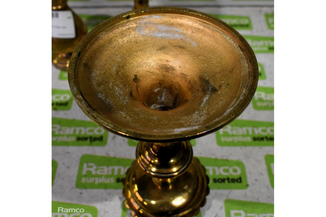 Pair of Brass candlesticks & Small brass vase - Image 4 of 6