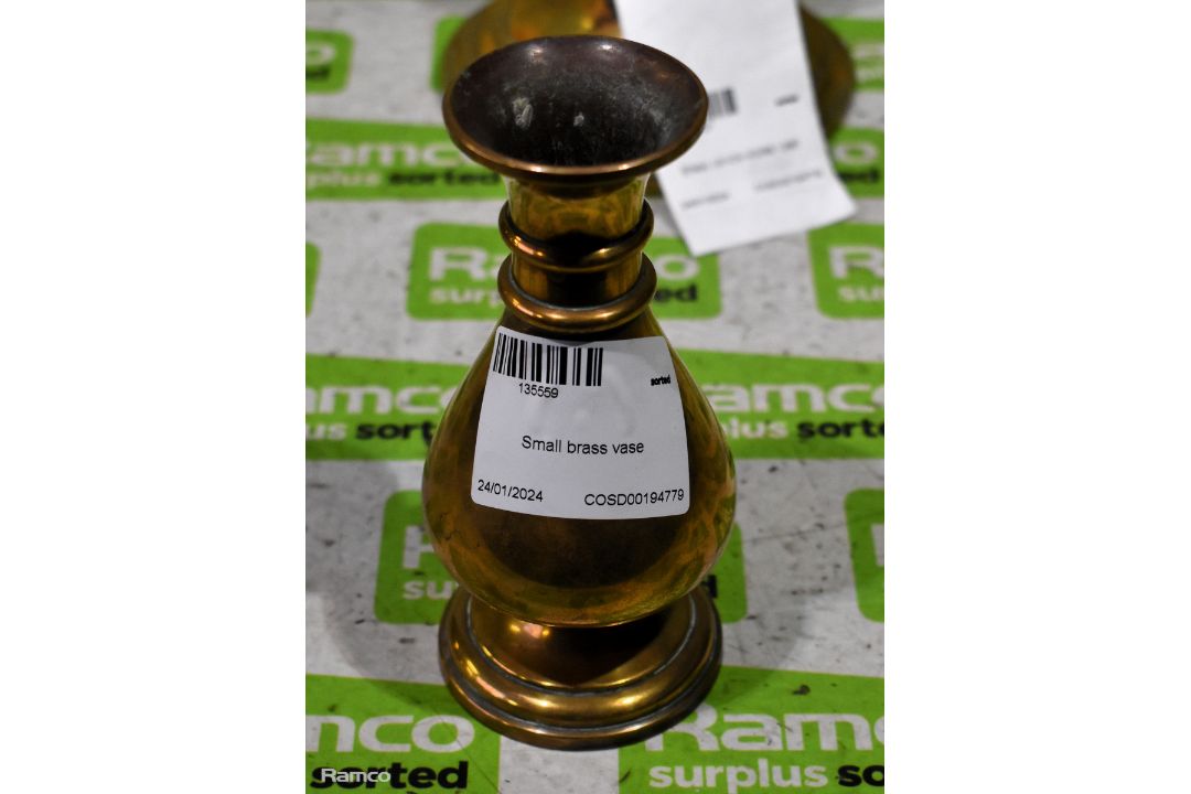 Pair of Brass candlesticks & Small brass vase - Image 5 of 6