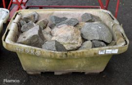 Decorative granite stones in plastic container - 410kg
