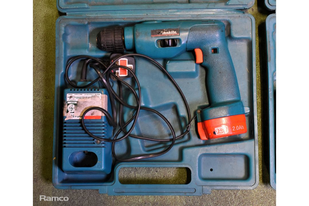 2x Makita 8411D cordless drills - DC1201 charger - 1x 12V battery and case - Image 2 of 7