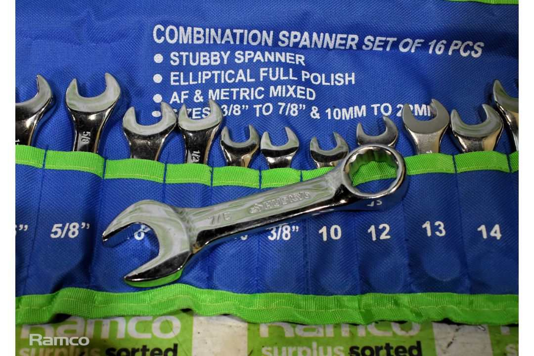 4x 16 Piece CTO150 combination stubby spanner sets - 10mm-22mm & 3/8-7/8 inch & more - Image 3 of 13