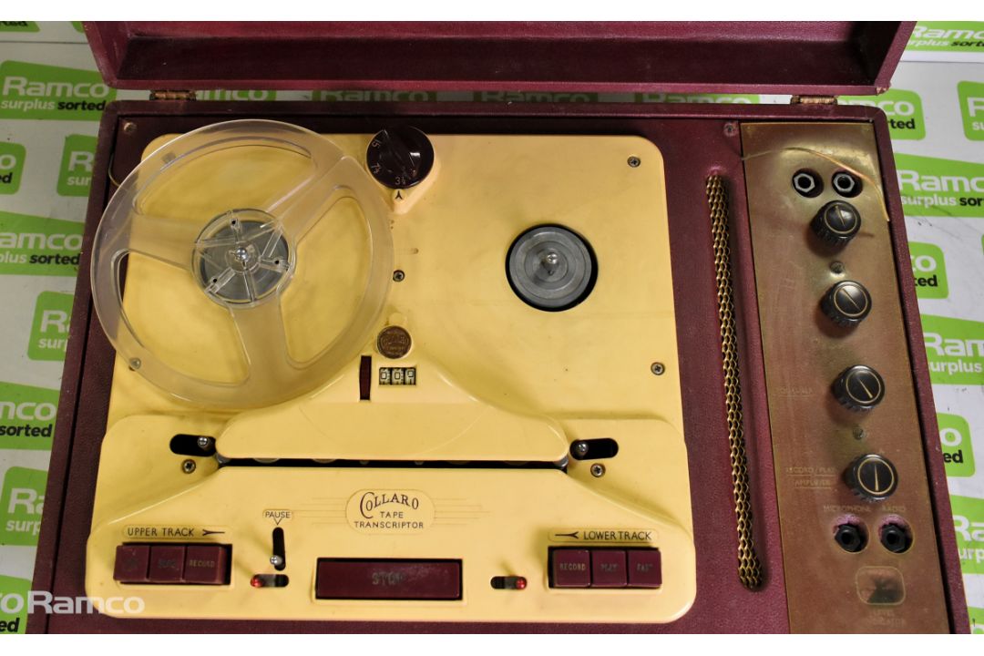 Collaro Tape Transcriptor in burgundy case with a hinged lid and carry handle - Image 2 of 12