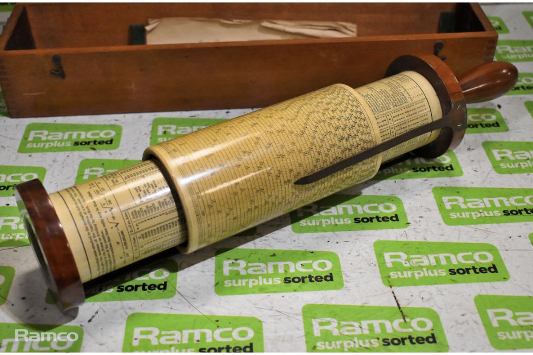 Fuller's cylindrical slide rule / calculator in wooden box - Image 2 of 9