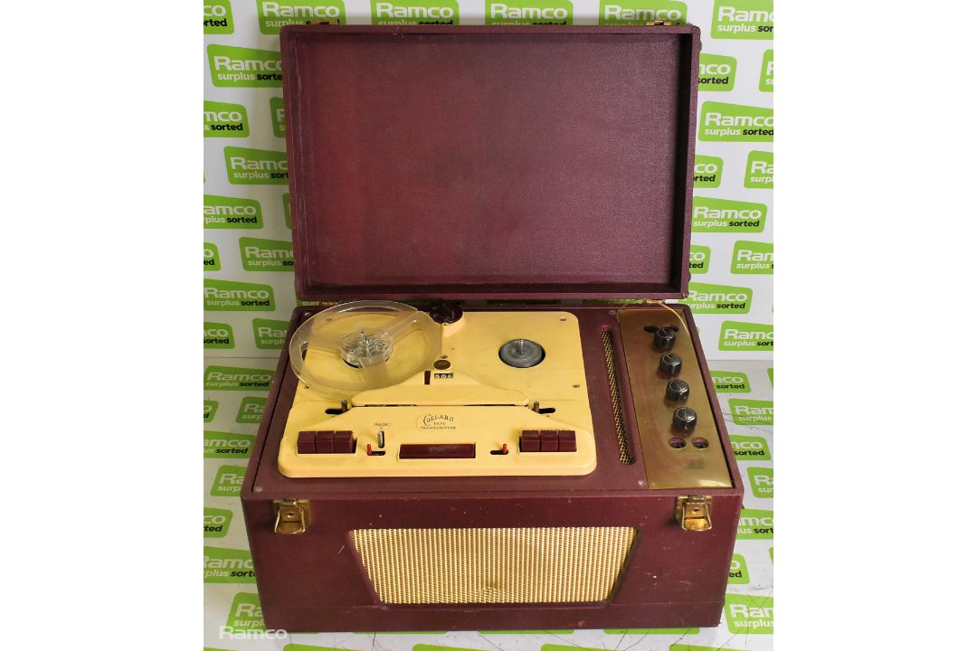 Collaro Tape Transcriptor in burgundy case with a hinged lid and carry handle - Image 1 of 12
