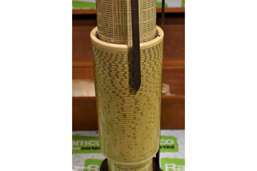 Fuller's cylindrical slide rule / calculator in wooden box - Image 3 of 9