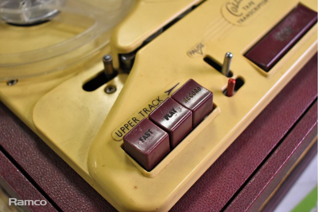 Collaro Tape Transcriptor in burgundy case with a hinged lid and carry handle - Image 3 of 12