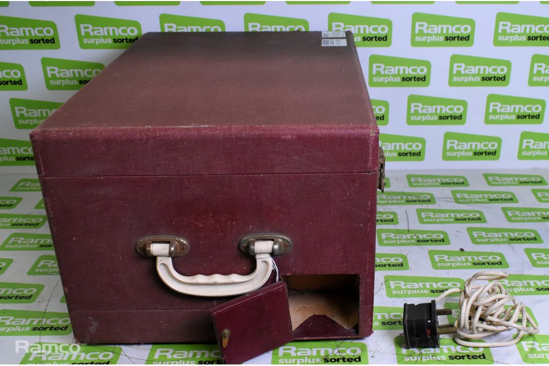 Collaro Tape Transcriptor in burgundy case with a hinged lid and carry handle - Image 7 of 12