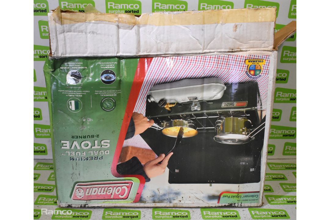 Coleman dual fuel twin burner gasoline camping stove - Image 8 of 8