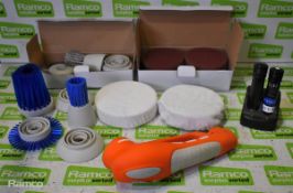 IVO Power Brush hand scrubber - cordless battery powered with attachments and bag