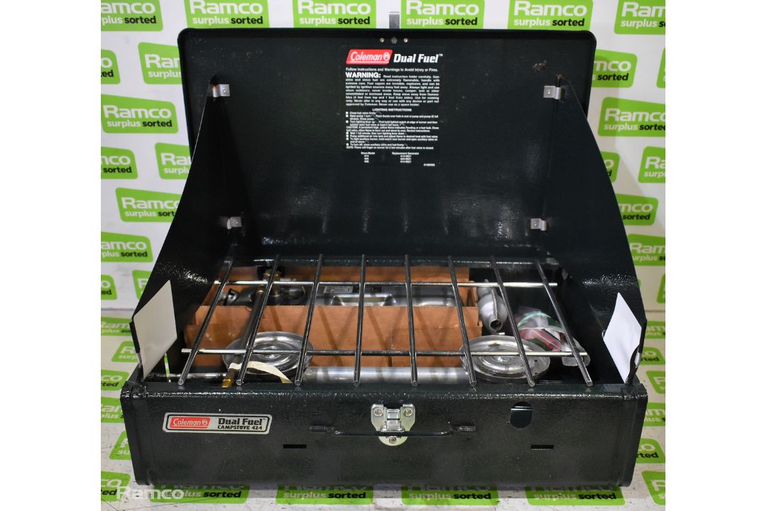 Coleman dual fuel twin burner gasoline camping stove - Image 1 of 8