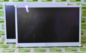 2x AG Neovo 21.5inch 1080p semi-industrial monitors with metal casing in white