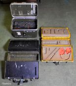 Multiple piece tool kit in foam trays - spanners, screwdrivers, hammers, pliers