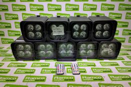 9x Prolight Smartbat battery uplighters in flight case - case dimensions: L 720 x W 580 x H 430mm