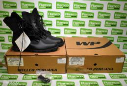 2x Pairs of Wellco Peruana Jungle combat boots - Black - Size 12M - New