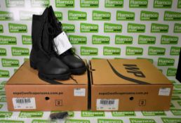 2x Pairs of Wellco Peruana Jungle combat boots - Black - Size 12M - New